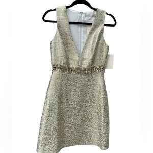 NWT Boston Proper gold with silver sleeveless dress, size 4